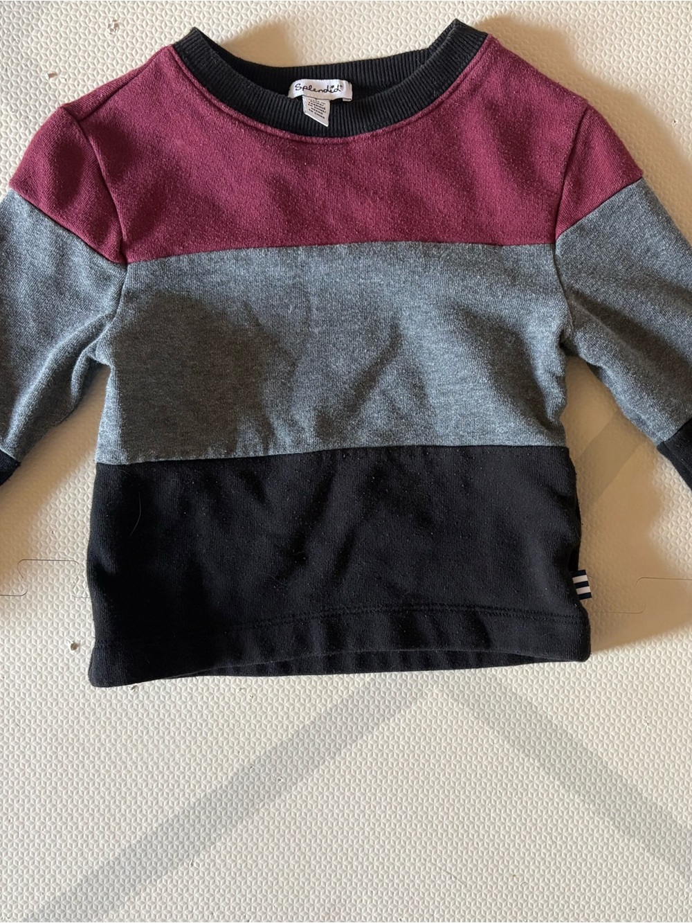 Splendid Colorblock Pullover Sweatshirt in Burgundy, Gray & Black